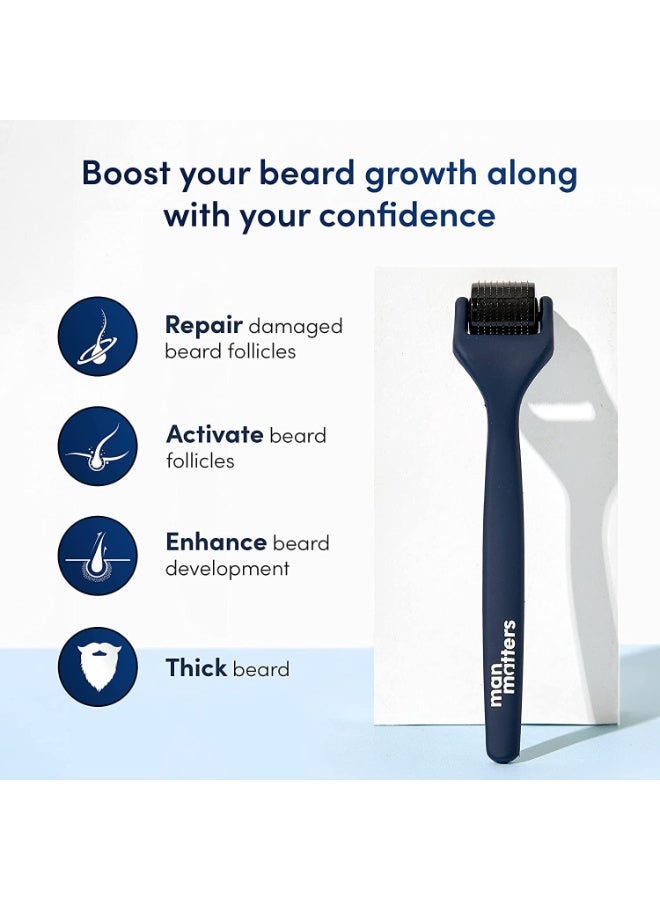 مان ماترز جهاز ديرما رولر المتطور من مان ماترز مع سائل معقم 50 مل | للشعر وفروة الرأس واللحية | مزود بـ 540 إبرة دقيقة من سبائك التيتانيوم مقاس 0.5 مم | يقلل من تساقط الشعر ويحفز بصيلات الشعر | آمن وفعال - Image 2